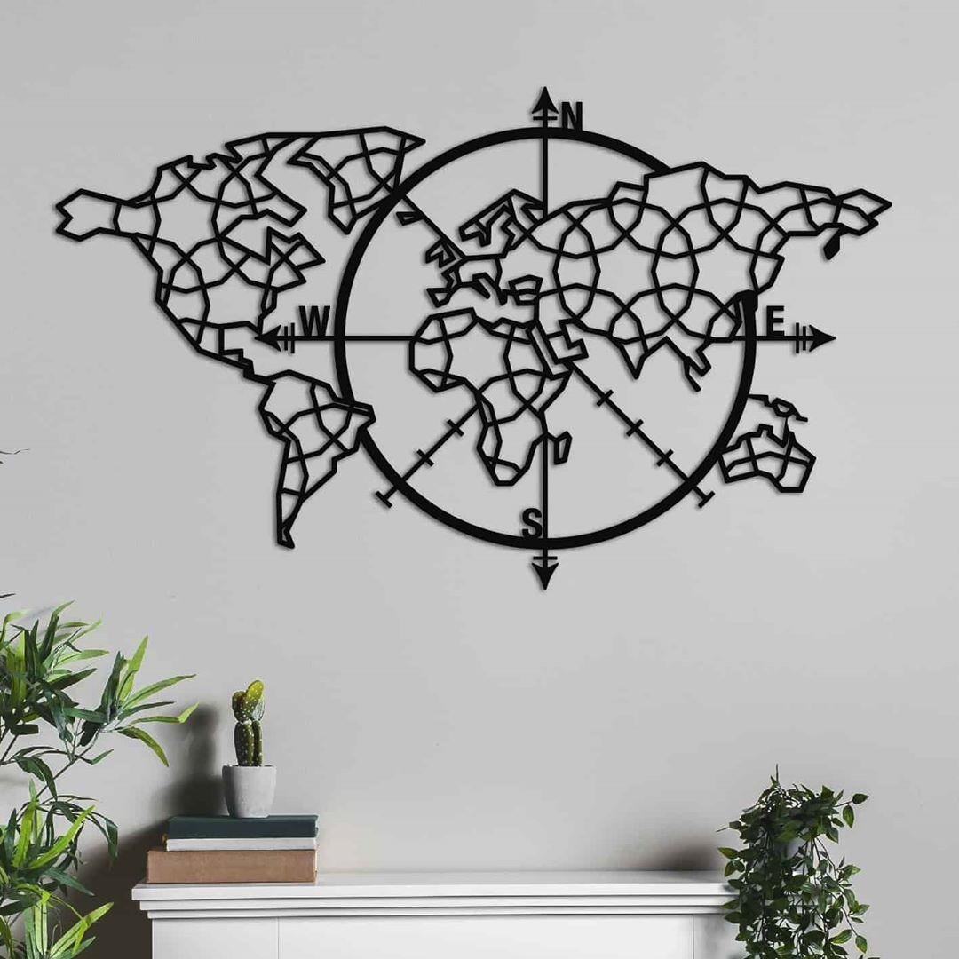 World’s Map Metal Wall Art 1088 Romadon