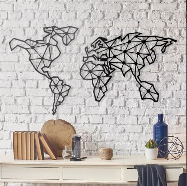 World Map Metal Wall Art 1047 Romadon